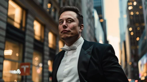 Elon Musk's Evening Urban Elegance