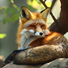 Fox Resting on Stone