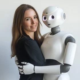 Embrace of Innovation: Woman and Robot