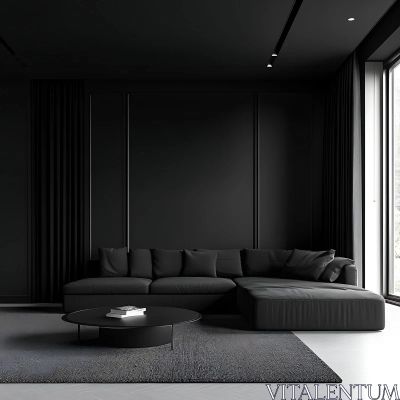 AI ART Monochrome Minimalist Living Room