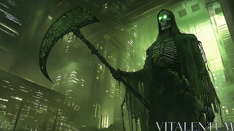 AI ART Cyberpunk Grim Reaper with Scythe