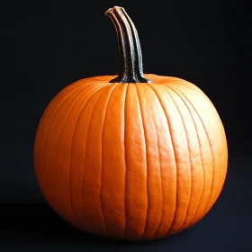 Bright Orange Pumpkin with Deep Vertical Ridges