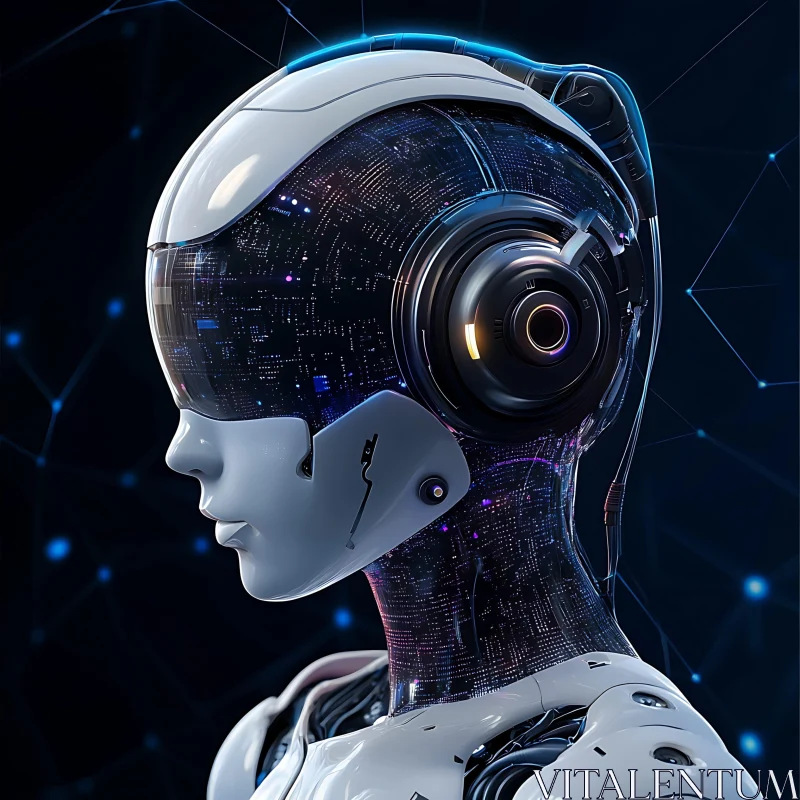 Sleek Metallic Cyborg AI Image