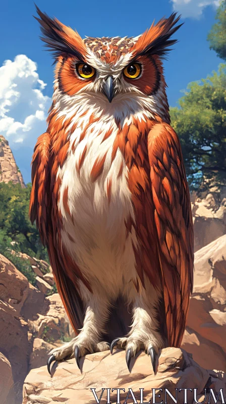 AI ART Regal Owl Amidst Majestic Scenery