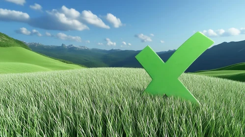 Verdant Field with Green Checkmark