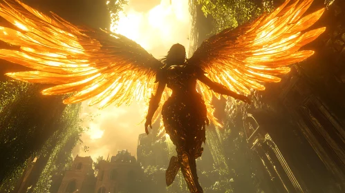 Ethereal Angel with Radiant Wings