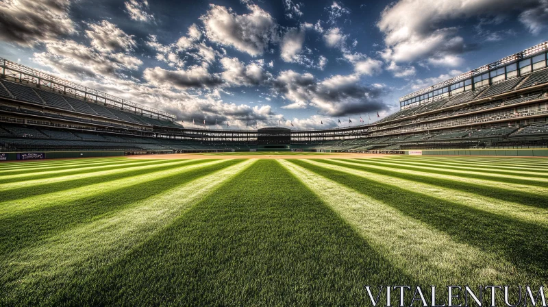 Green Baseball Field with Stadium Seating AI Image