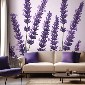 Modern Interior with Lavender Floral Accents