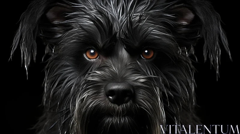 Captivating Black Dog Portrait with Intense Gaze AI Image