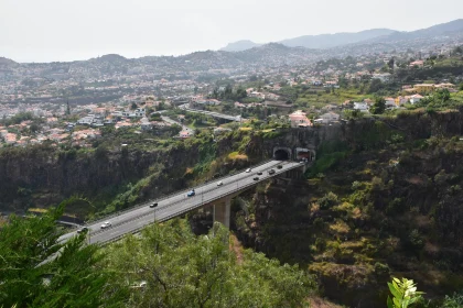 Panoramic View of Madeira's Cliffside Bridge