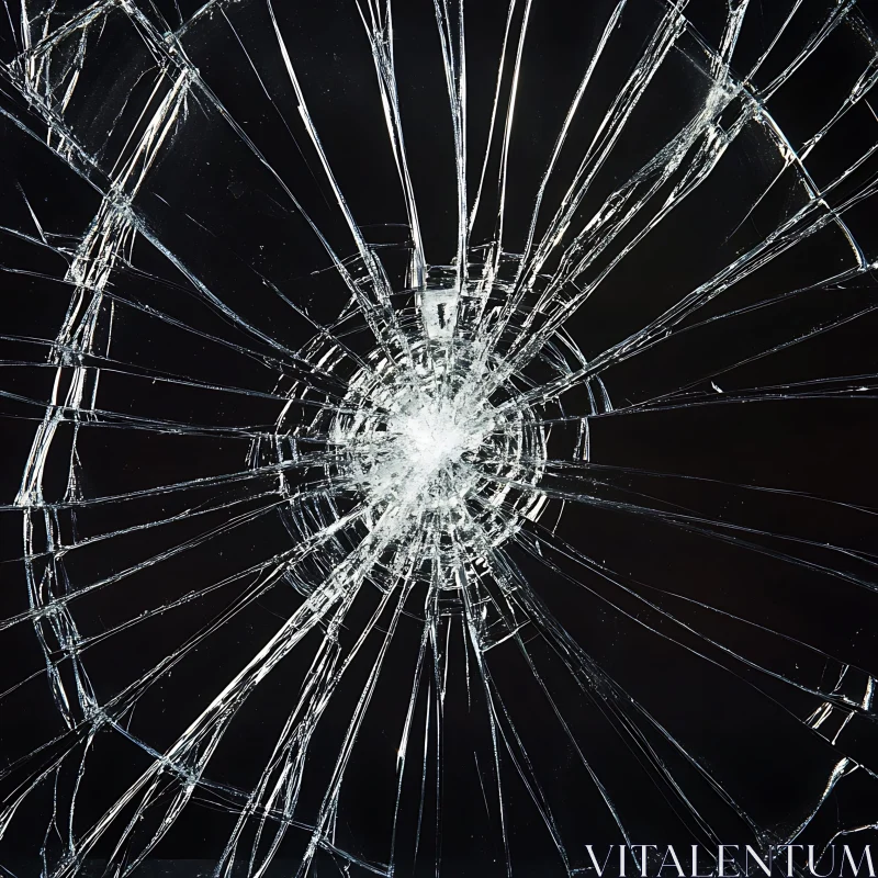 Fractured Glass Art with Radiating Lines AI Image