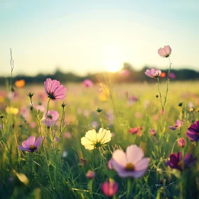 Cosmos Flowers in the Morning Light