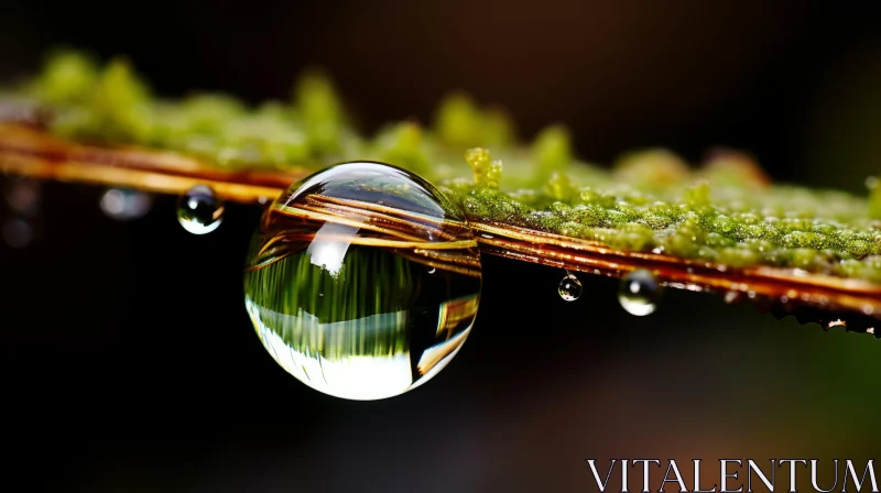 Enchanting Nature's Beauty: A Water Droplet on a Plant Stem AI Image
