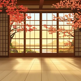 Blossom View from Traditional Japanese Room