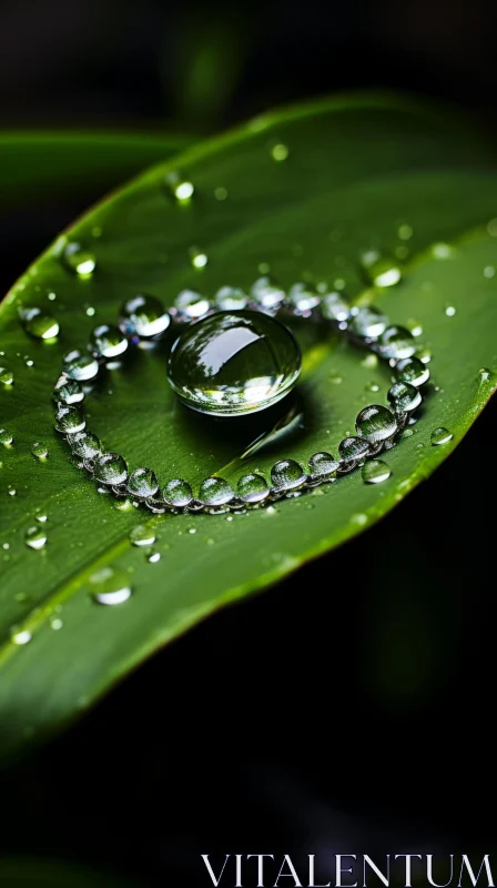 Nature's Jewel: A Water Droplet on Leaf AI Image