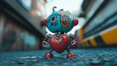 Quirky Robot with Heart Body