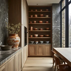 Rustic Kitchen with Pottery Collection