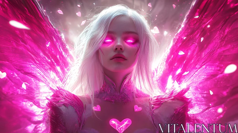 AI ART Ethereal Angel with Glowing Hearts