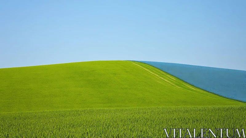 AI ART Serene Green Field Under Blue Sky