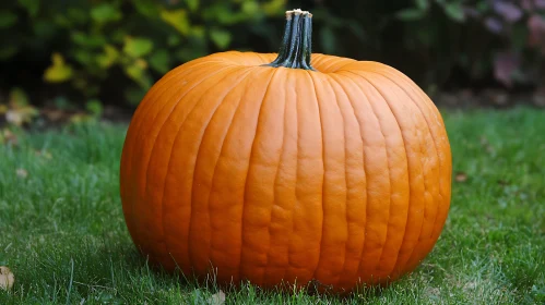 Pumpkin Portrait on Green Grass