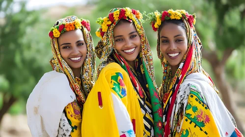 Cultural Beauty: Three Smiling Women