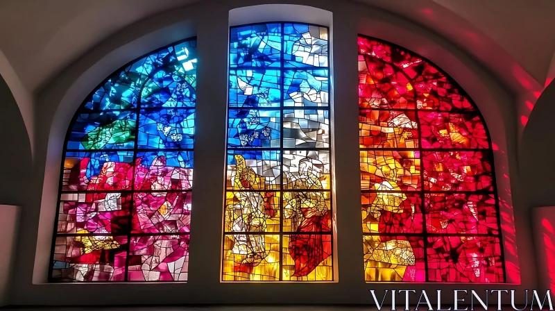 Vibrant Church Stained Glass Art AI Image