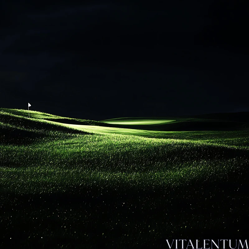 AI ART Illuminated Green Field at Night