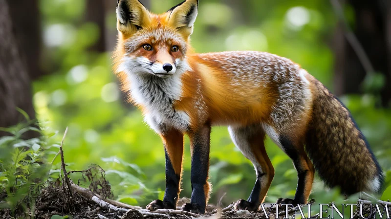 Red Fox in Greenery AI Image