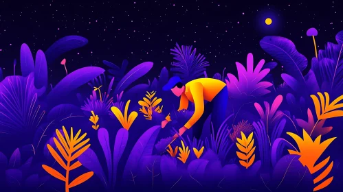 Luminous Night Garden Illustration