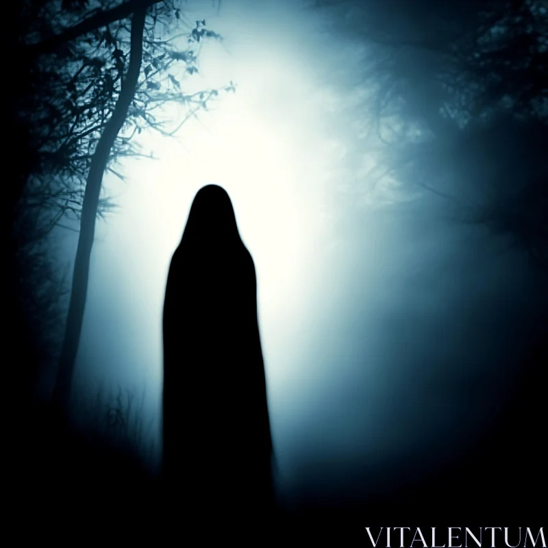 AI ART Mysterious Figure in Dark Woods