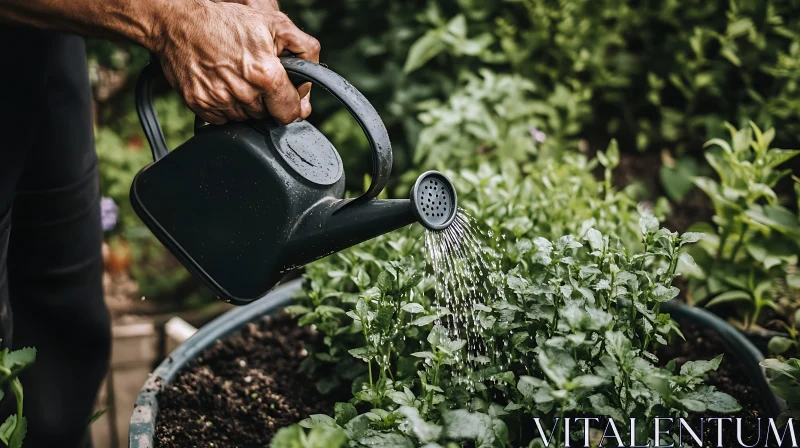 Watering Greenery with Care AI Image