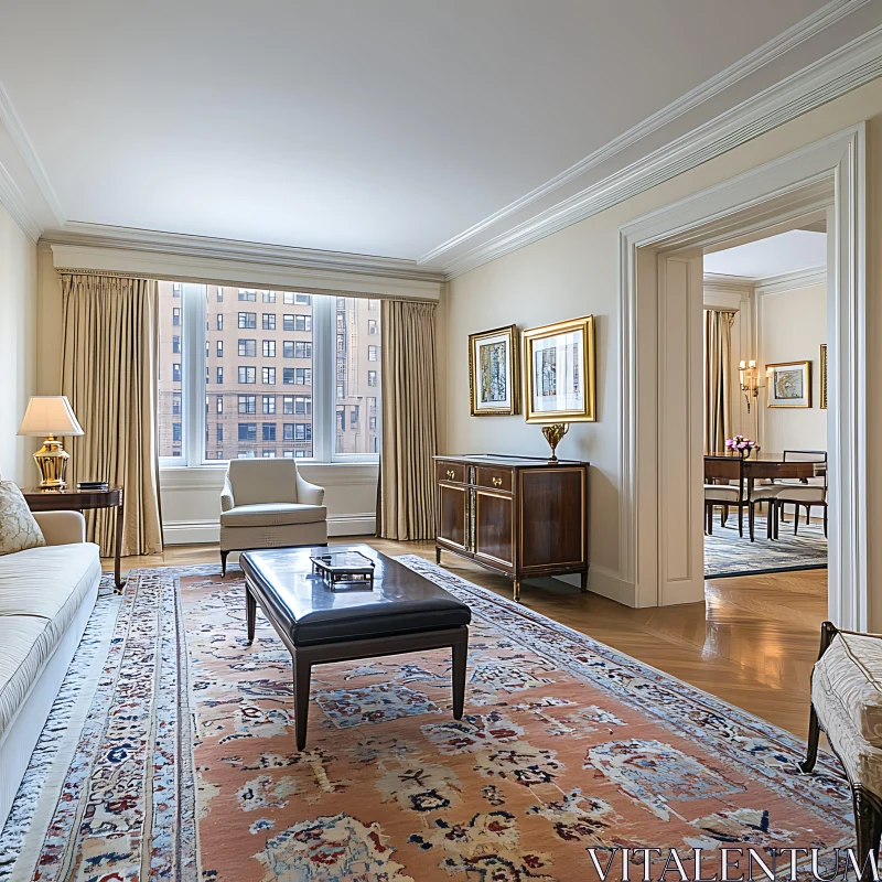 Classic Style Living Room with Natural Light AI Image