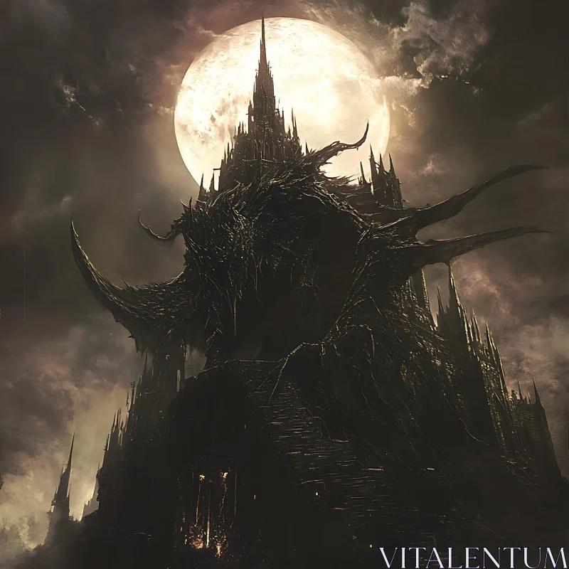 Moonlit Gothic Castle AI Image