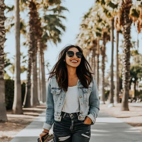 Woman in Denim Jacket