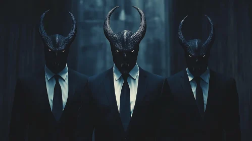 Demonic Figures in Formal Wear Dark Art