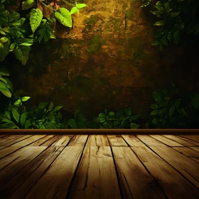 Indoor Nature Scene with Wooden Floor