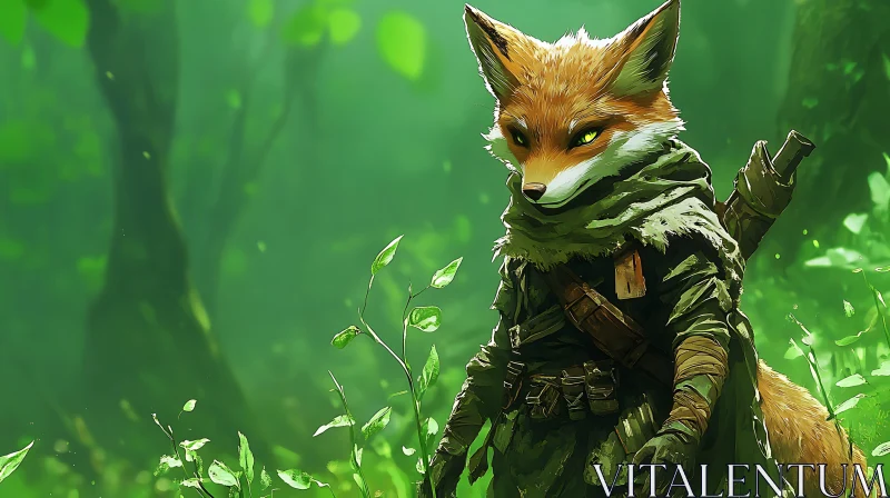 Fox Character in Green Woods AI Image