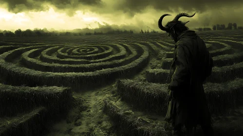 Horned Figure in Enigmatic Labyrinth