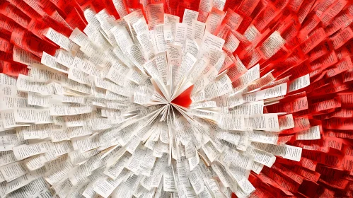 Radial Paper Explosion in Red and White