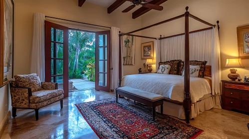 Tranquil Bedroom Interior with Nature View