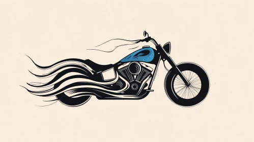 Dynamic Motorcycle Illustration with Fluid Design