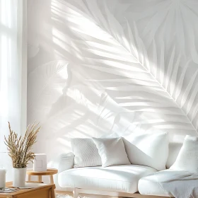 Minimalist White Room with Botanical Wall