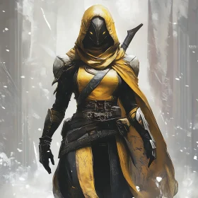 Golden Armored Warrior in the Shadows