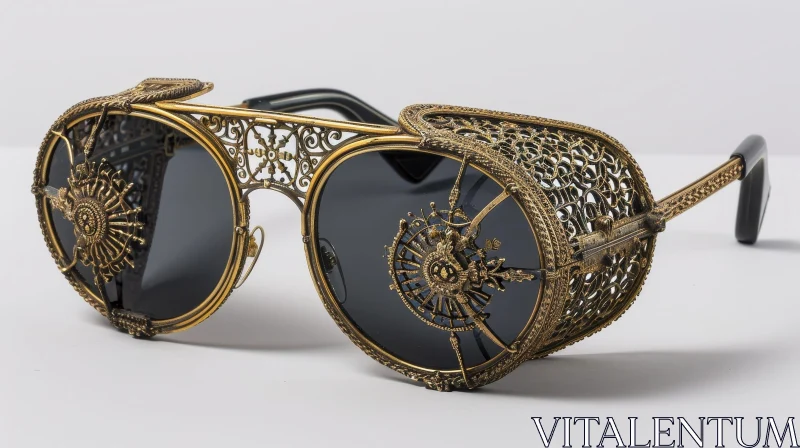 Intriguing Steampunk Goggles with Metal and Gold Finish AI Image