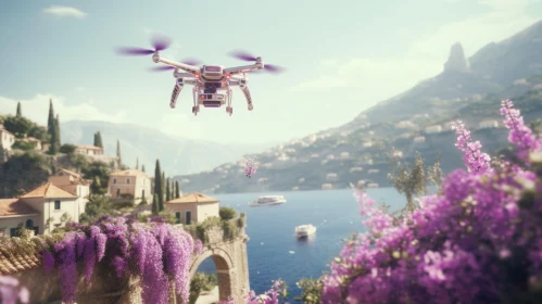 Mediterranean Marvel: Drone Over Floral Landscape