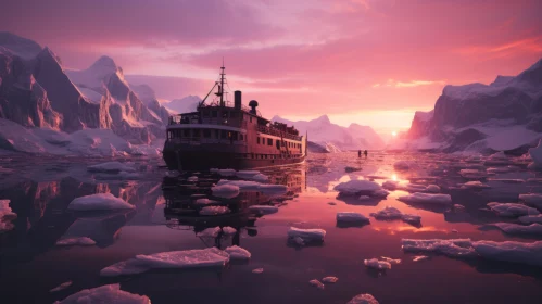 Romantic Ice Landscape with Boat | Hyper-Realistic 32k UHD Rendering