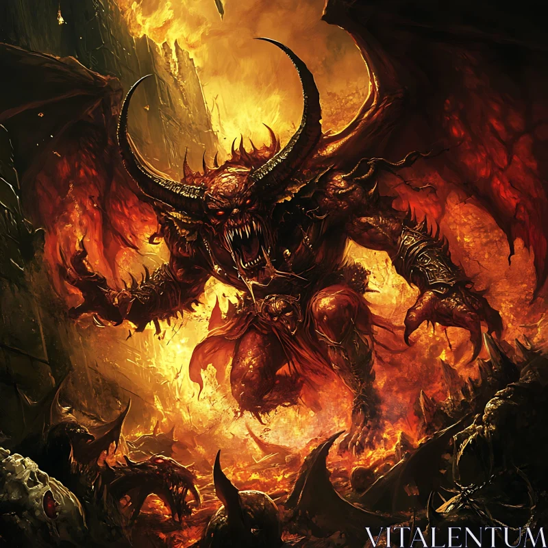 AI ART Fiery Demon Lord of the Abyss