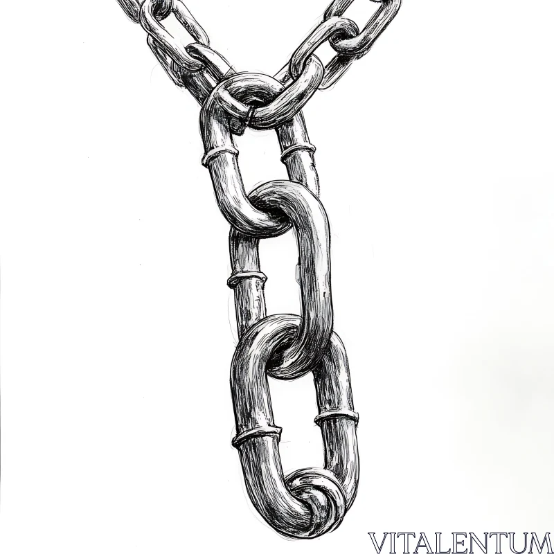 Detailed Drawing of Metal Chain Links in Ink AI Image