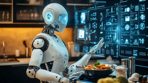 Culinary Android in a Modern Kitchen