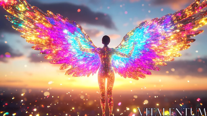 AI ART Ethereal Angel with Multicolored Wings